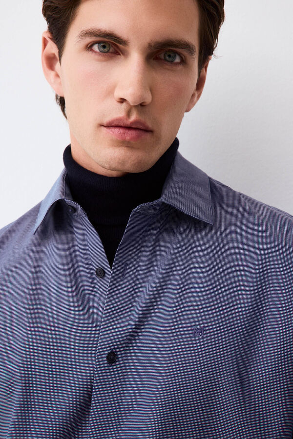 Pedro del Hierro Non-iron + anti-stain slim fit dress shirt Blue