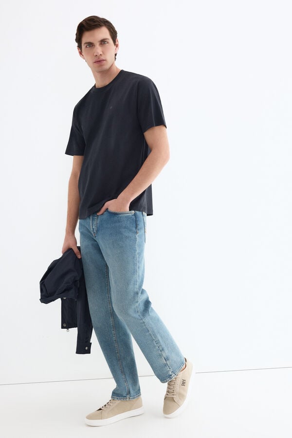 Pedro del Hierro Mercerized T-shirt Blue