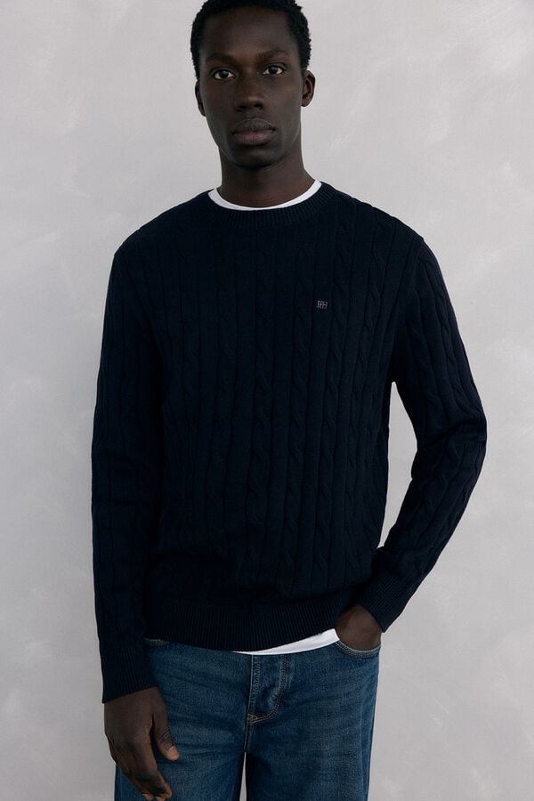 Pedro del Hierro Cotton and cashmere sweater Black