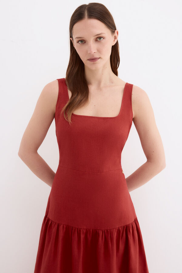 Pedro del Hierro Linen midi dress Orange