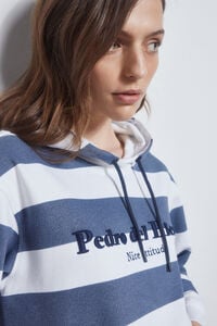 Pedro del Hierro Striped logo hoodie Blue