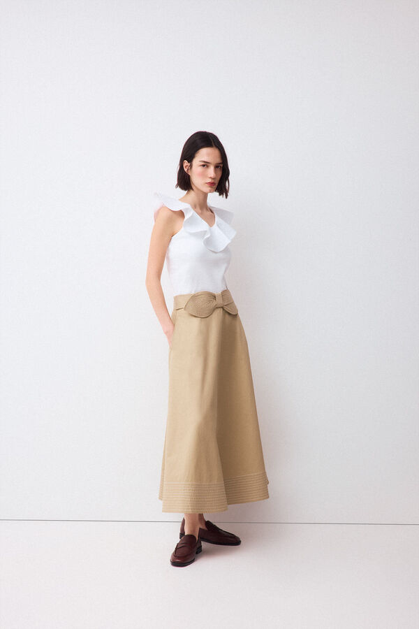 Pedro del Hierro Poplin ruffle top White