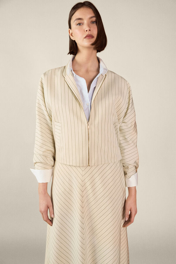TFP by Tamara Falc&oacute; Striped jacket Beige