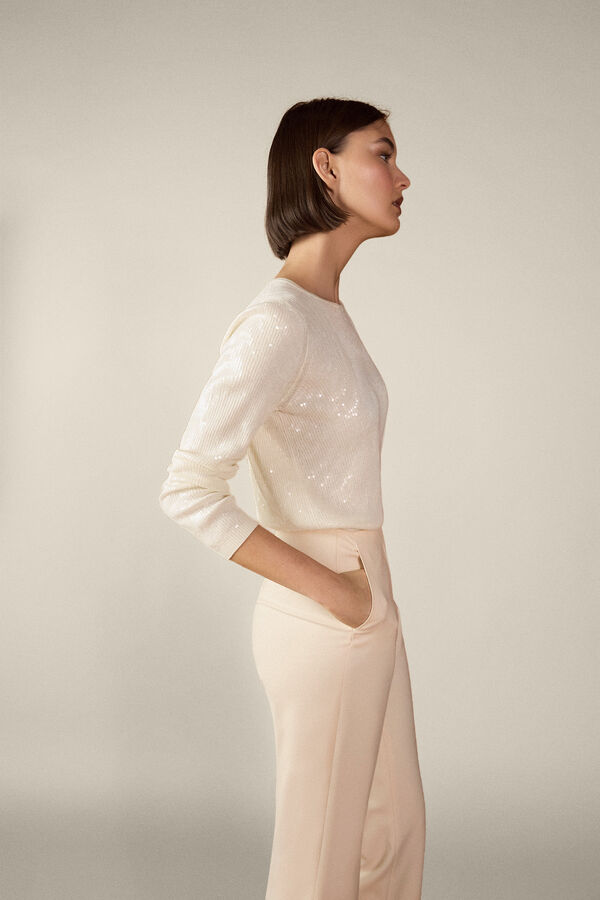 TFP by Tamara Falc&oacute; Camisola transparente de lantejoulas Ecru