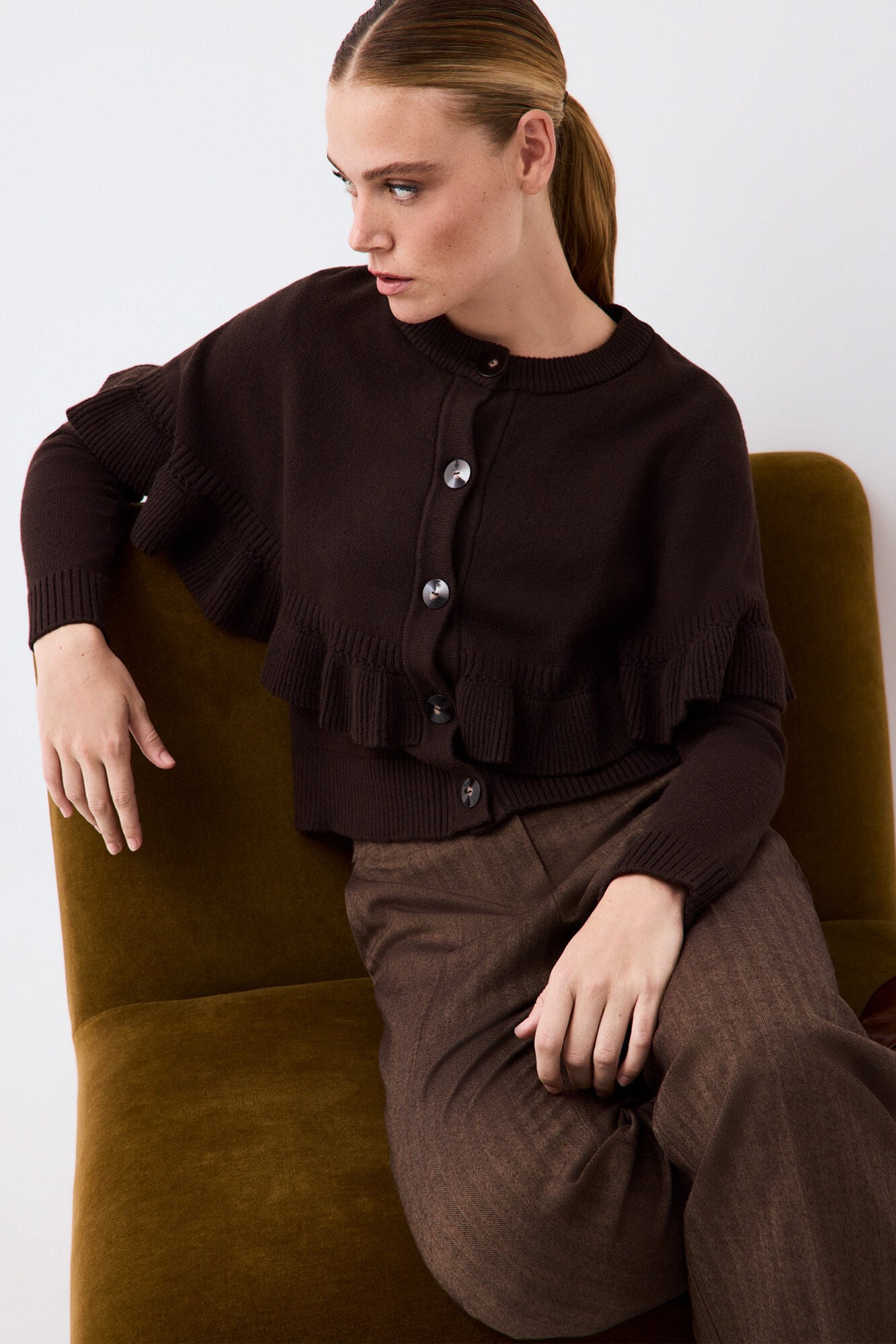 Pedro del Hierro Cape jacket with ruffle