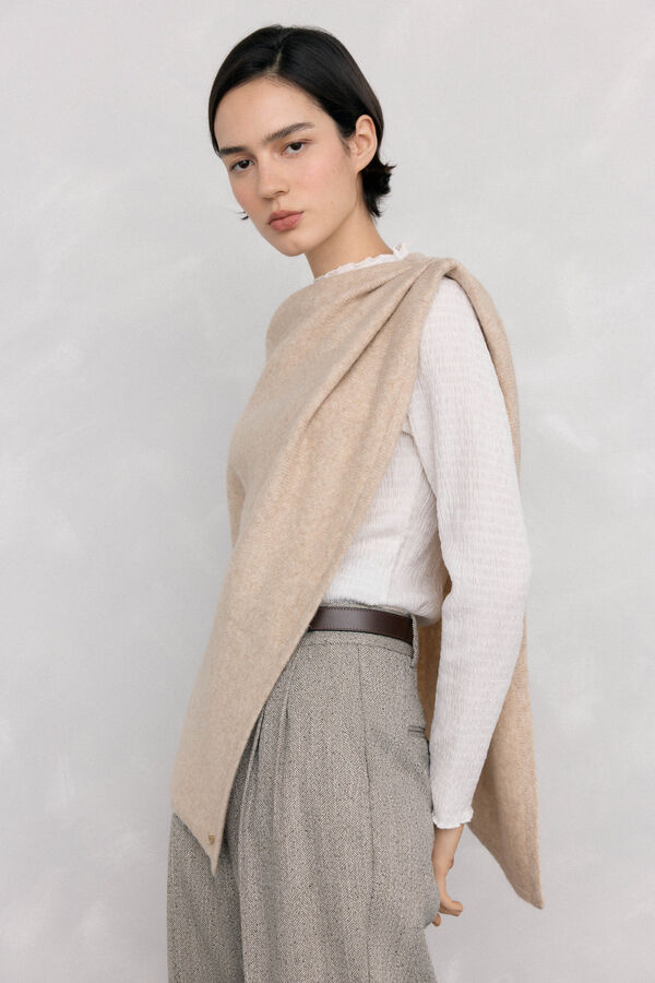Pedro del Hierro Asymmetric jersey-knit cape Ecru