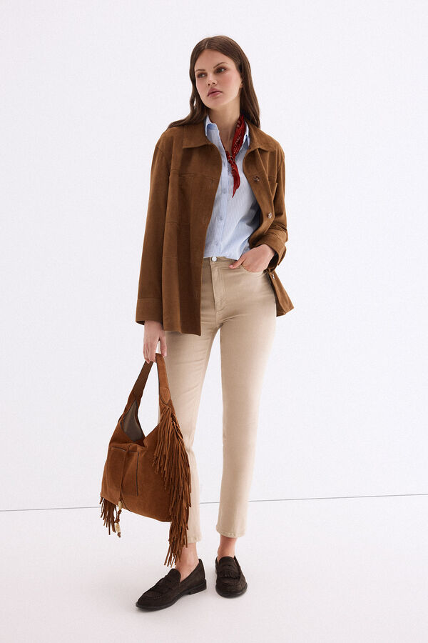 Pedro del Hierro Fringed shoulder bag Brown