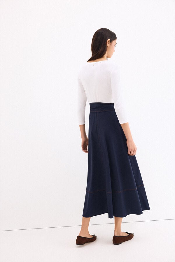 Pedro del Hierro Combined circular poplin skirt dress Blue