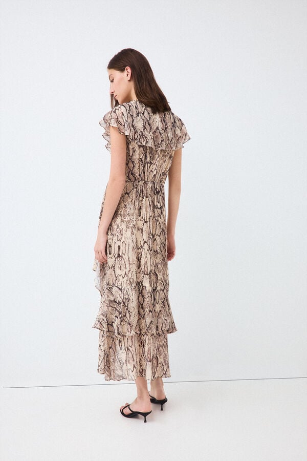 Pedro del Hierro Fluid ruffle dress Brown