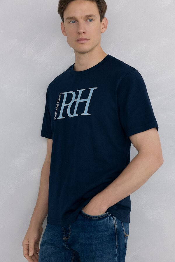Pedro del Hierro Large logo T-shirt Blue