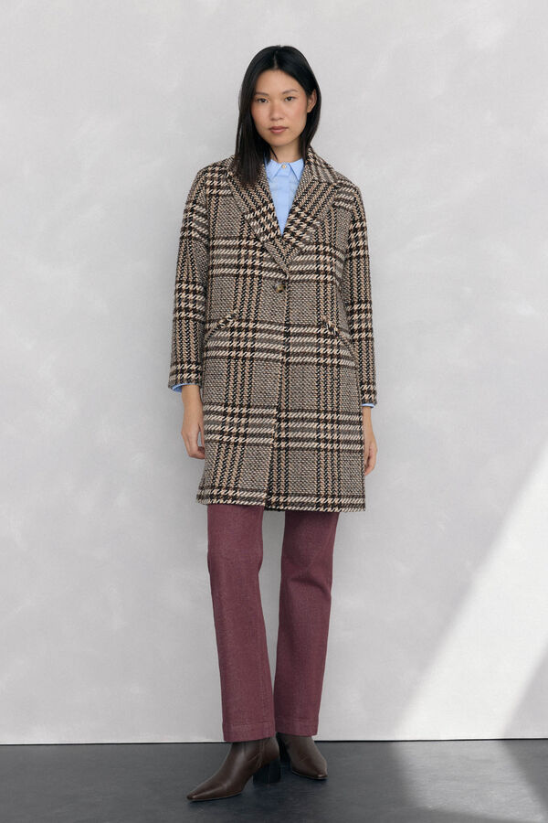 Pedro del Hierro Straight fabric coat Brown