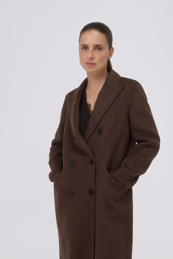 Pedro del Hierro Double-faced coat with cross-over Beige