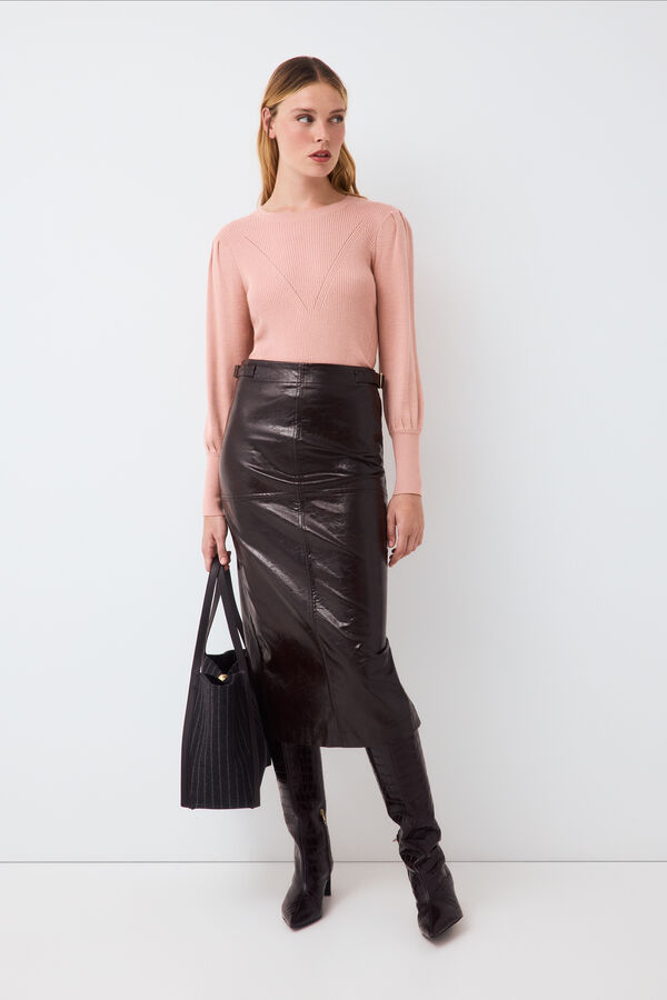 Pedro del Hierro Puffed sleeve ribbed jumper Pink