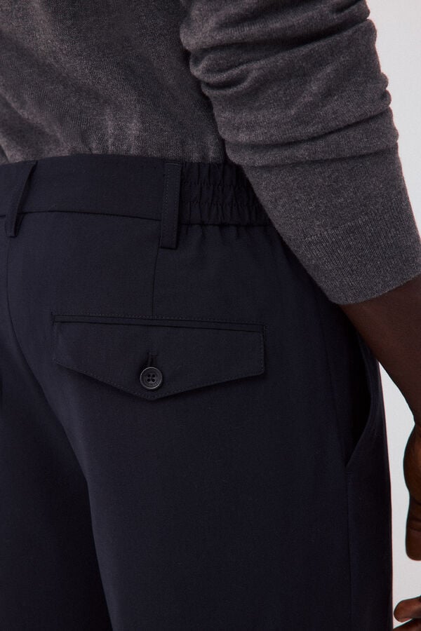 Pedro del Hierro Regular fit trousers with elasticated waist Blue