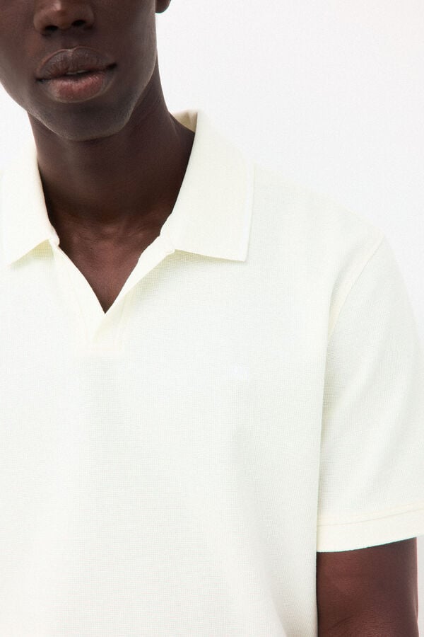 Pedro del Hierro Structured open neck polo shirt Yellow