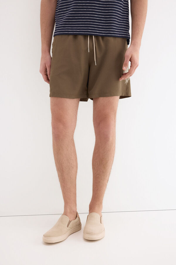 Pedro del Hierro Plain big side logo swimwear Green