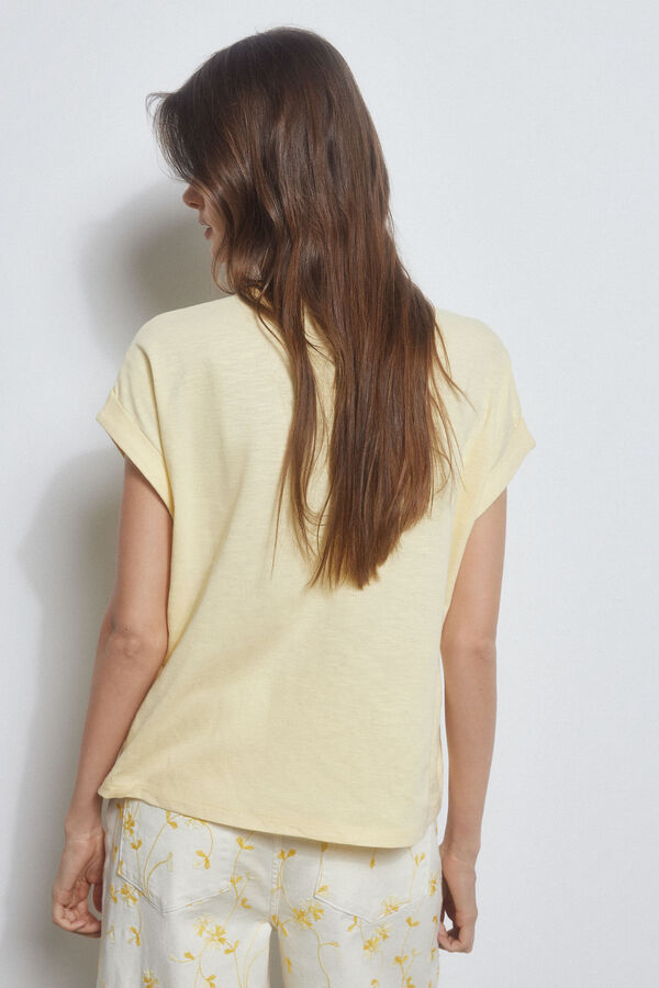 Pedro del Hierro Embroidered short-sleeved t-shirt Yellow