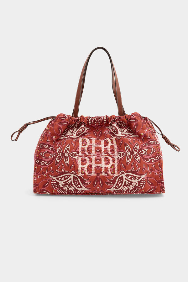 Pedro del Hierro Printed shoulder bag Beige
