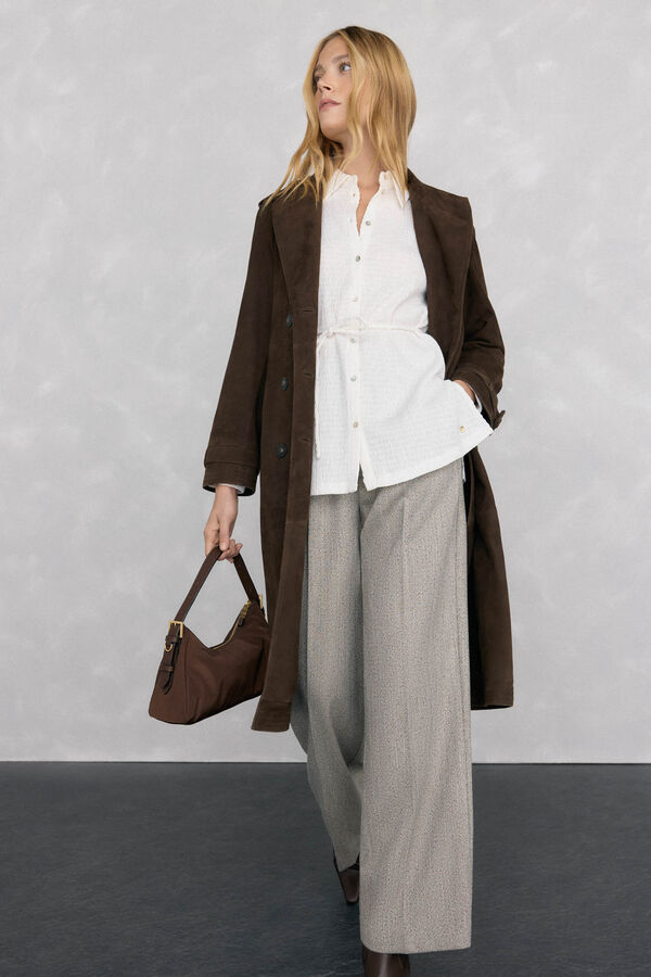Pedro del Hierro Textured neck shirt Ecru
