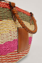 Pedro del Hierro Multicolour striped raffia basket bag Pink