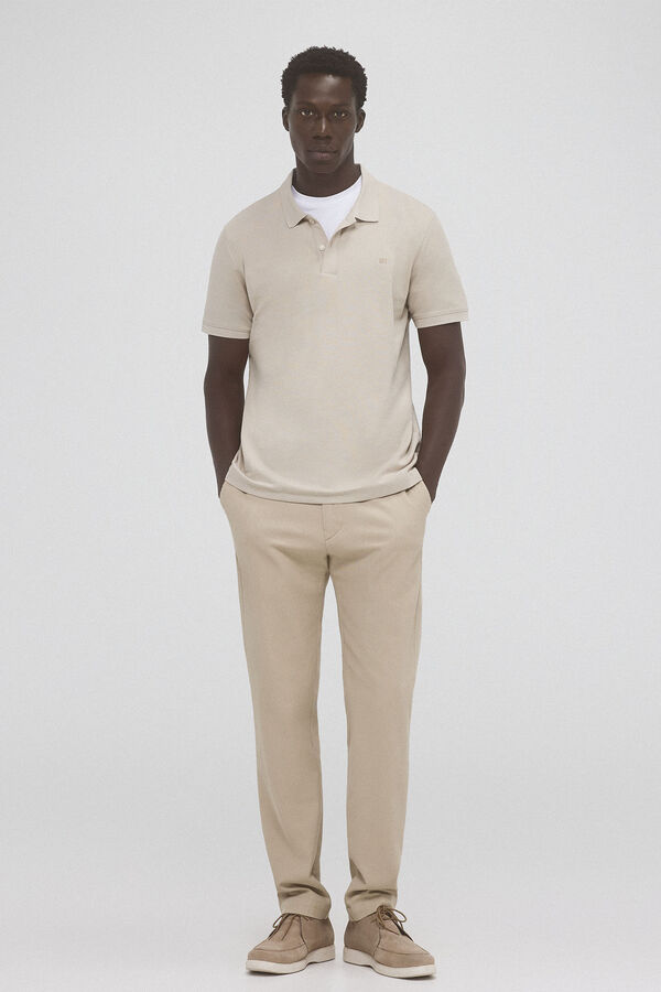 Pedro del Hierro Slim basic polo shirt with embroidered logo Beige