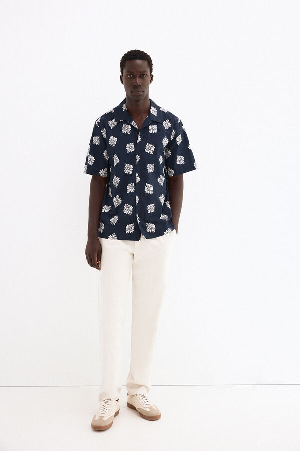 Pedro del Hierro Printed short sleeve shirt Blue