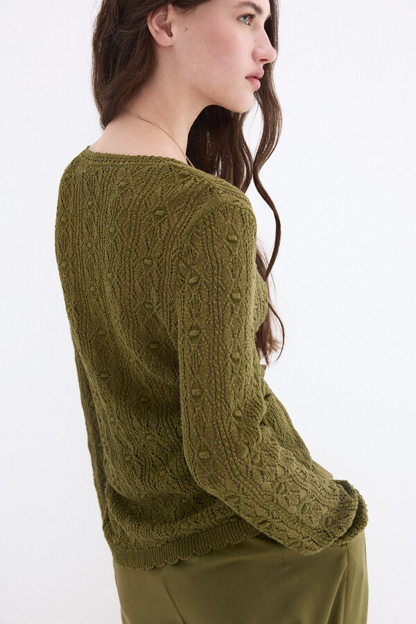 Pedro del Hierro Fancy openwork with crochet trim jacket Green