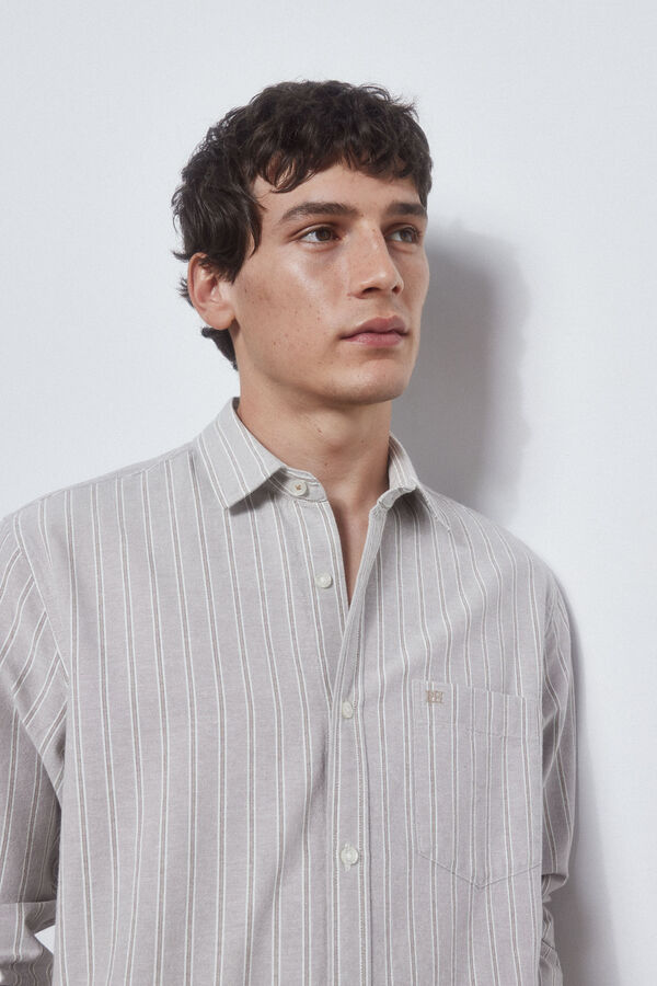 Pedro del Hierro Gray striped denim shirt Grey