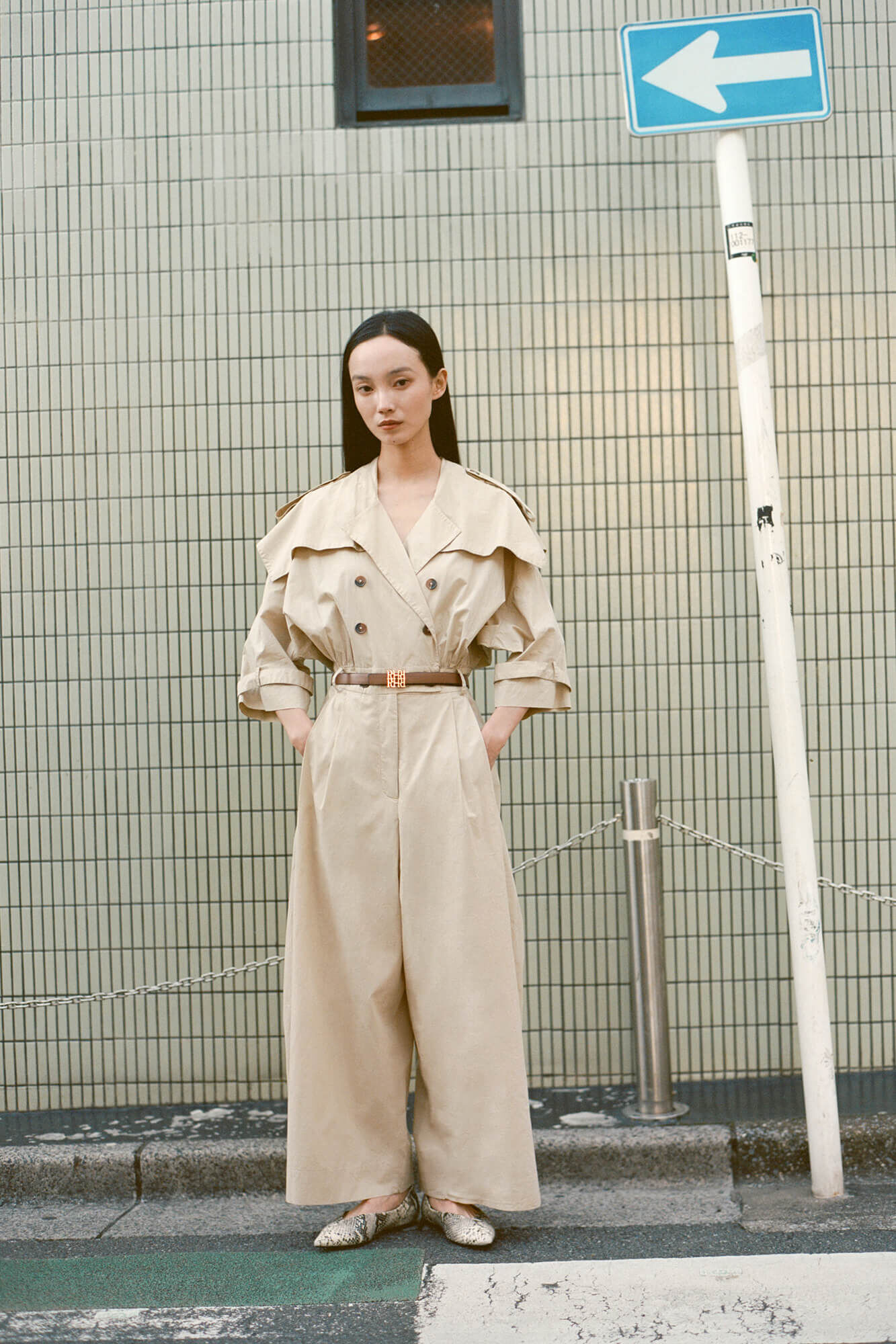 Pedro del Hierro Wide leg trench style jumpsuit