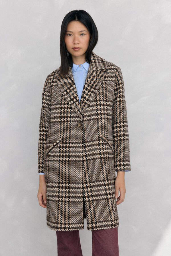 Pedro del Hierro Straight fabric coat Brown