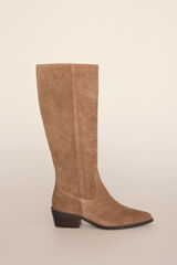 Pedro del Hierro High equestrian style boot with hem heel in split leather Beige