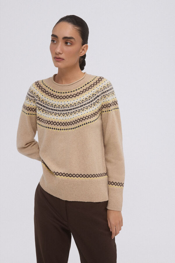 Pedro del Hierro Jersey jacquard greca Marrón