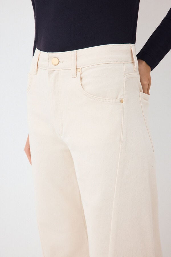 Pedro del Hierro Jeans wide leg arch Beige