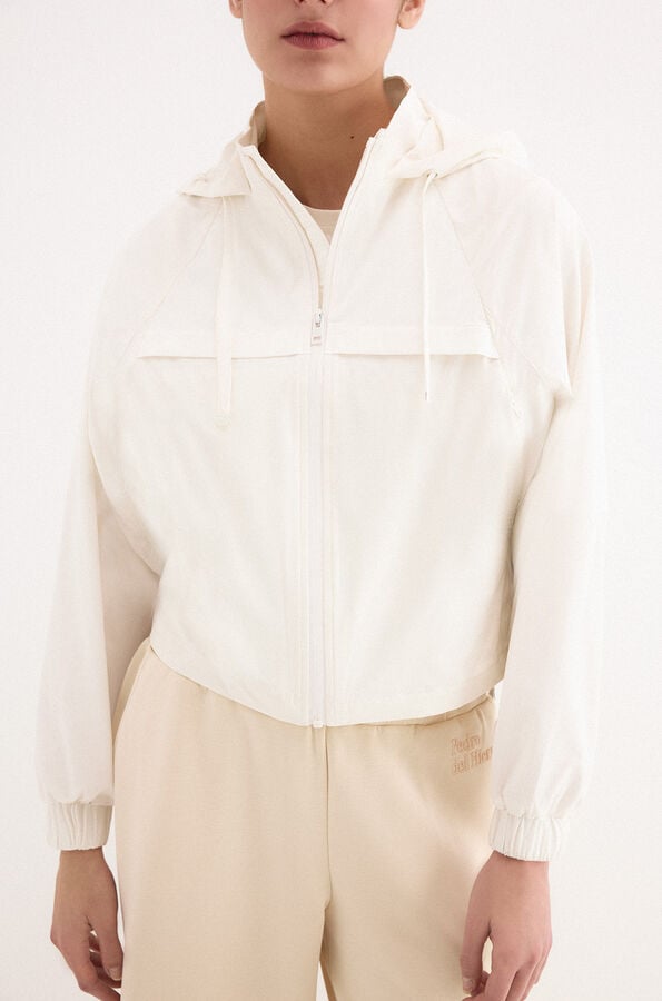 Pedro del Hierro Short hooded parka Ecru