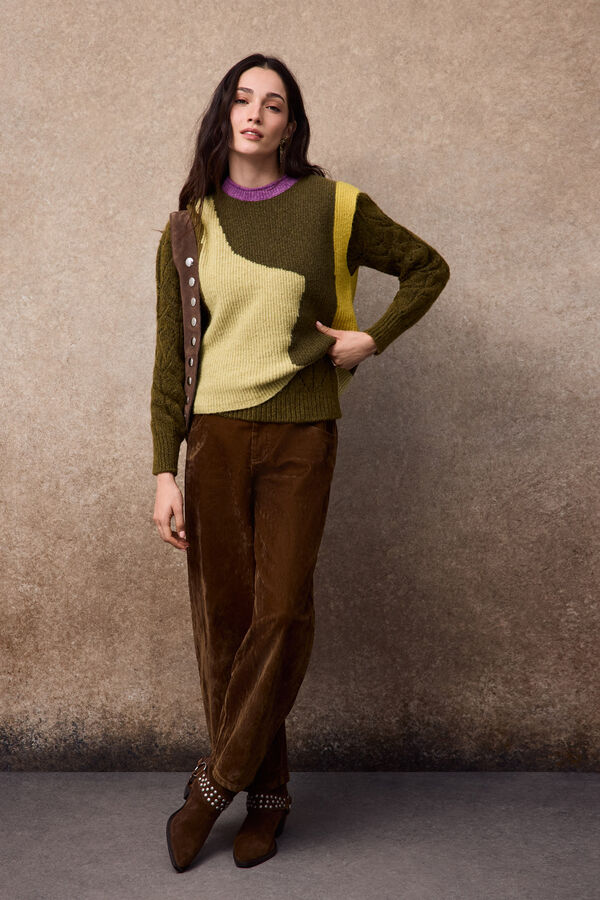 Slowlove Colete intarsia de blocos Verde