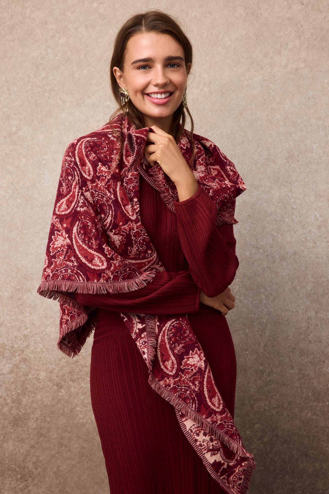 Slowlove Xaile de malha paisley
