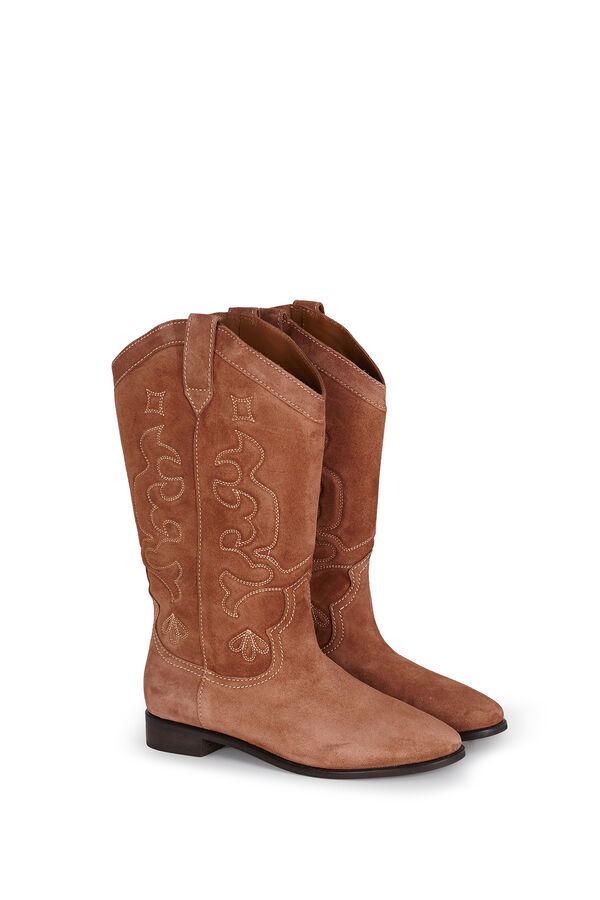 Slowlove Botas de pele com pespontos Castanho