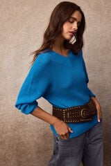 Slowlove V-neck openwork jumper Blue