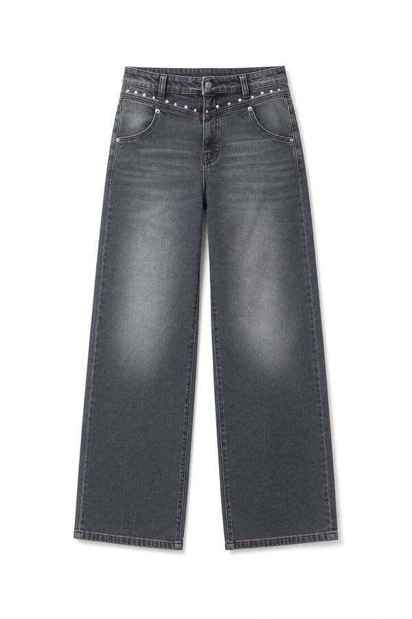 Slowlove Jeans com tachas Cinzento