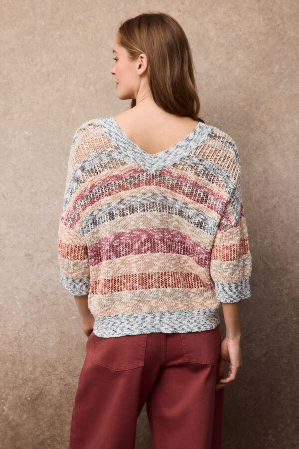 Slowlove Camisola decote em V multicolor Laranja