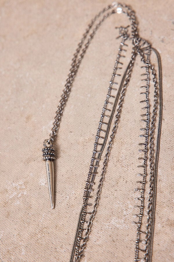 Slowlove Collar multicadenas Gris