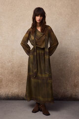 Slowlove Draped long dress Printed green