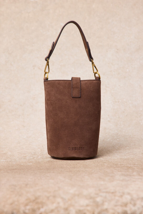 Slowlove Bolso piel saco Marr&oacute;n oscuro