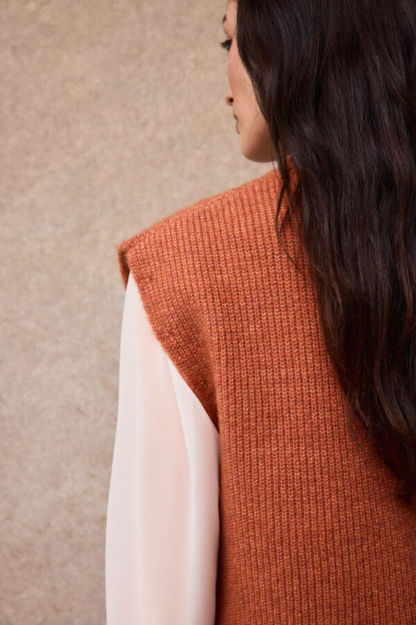 Slowlove Chaleco intarsia bloques Naranja