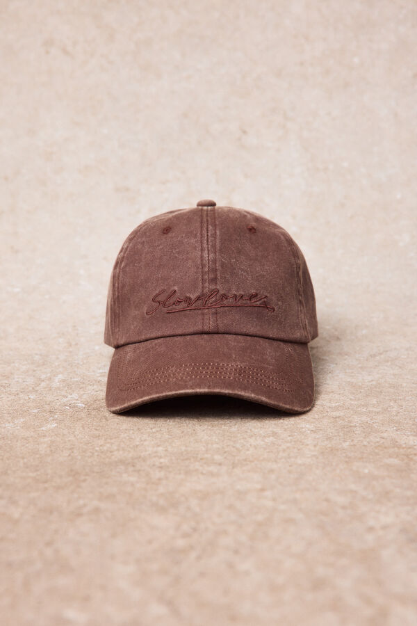 Slowlove Embroidered washed cap Maroon