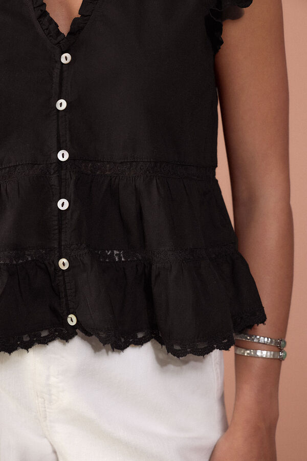 Slowlove Romantic fluid blouse Black