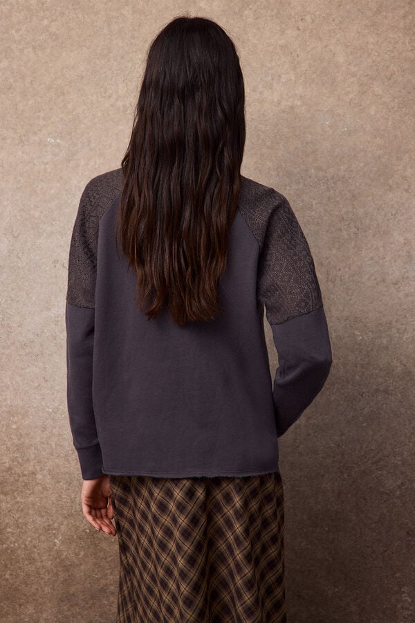 Slowlove Sudadera crochet Gris oscuro