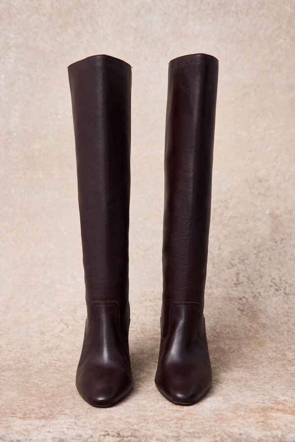 Slowlove Bota alta piel Granate