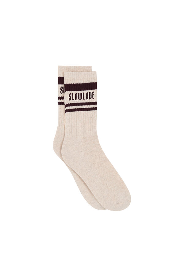 Slowlove Calcetines rayas logo Estampado blanco