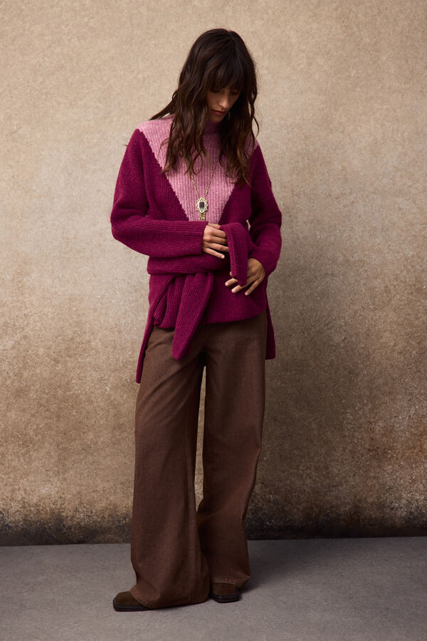 Slowlove Intarsia block jumper Purple